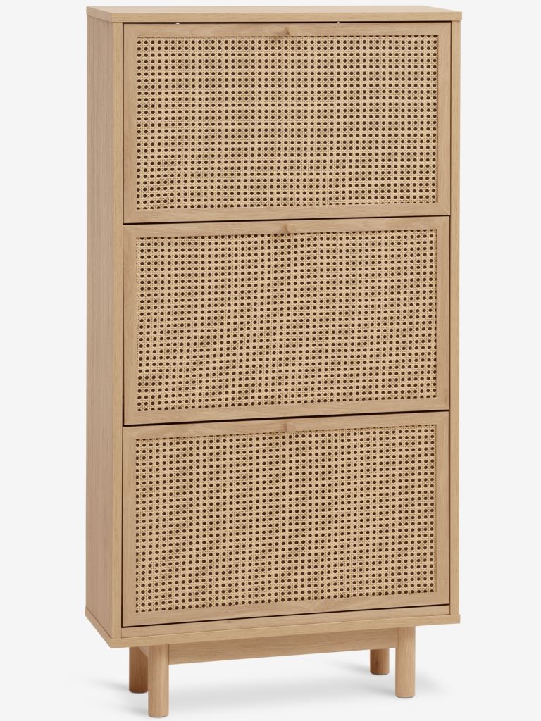 Shoe cabinet HALMSTAD 3 compartments oak colour - JYSK