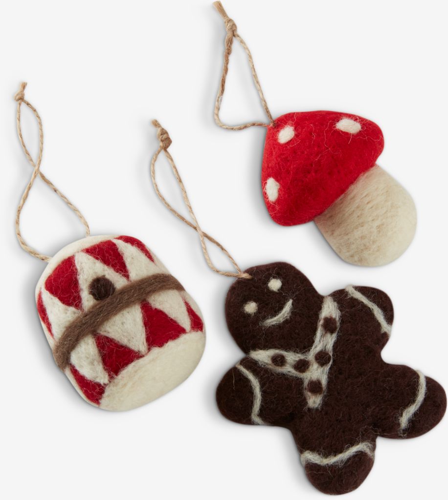 Christmas decorations MIMER 3pcs/pk brown/red/white - JYSK
