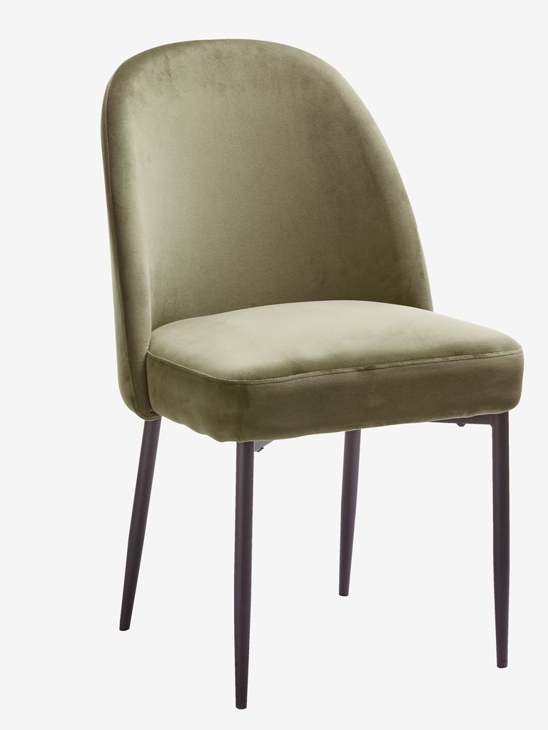 Dining chair VASBY velvet olive/black - JYSK