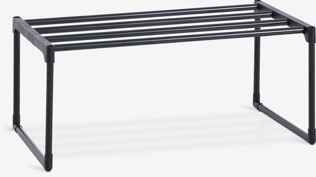 Shoe rack BORNHOLM 1 shelf stackable black - JYSK
