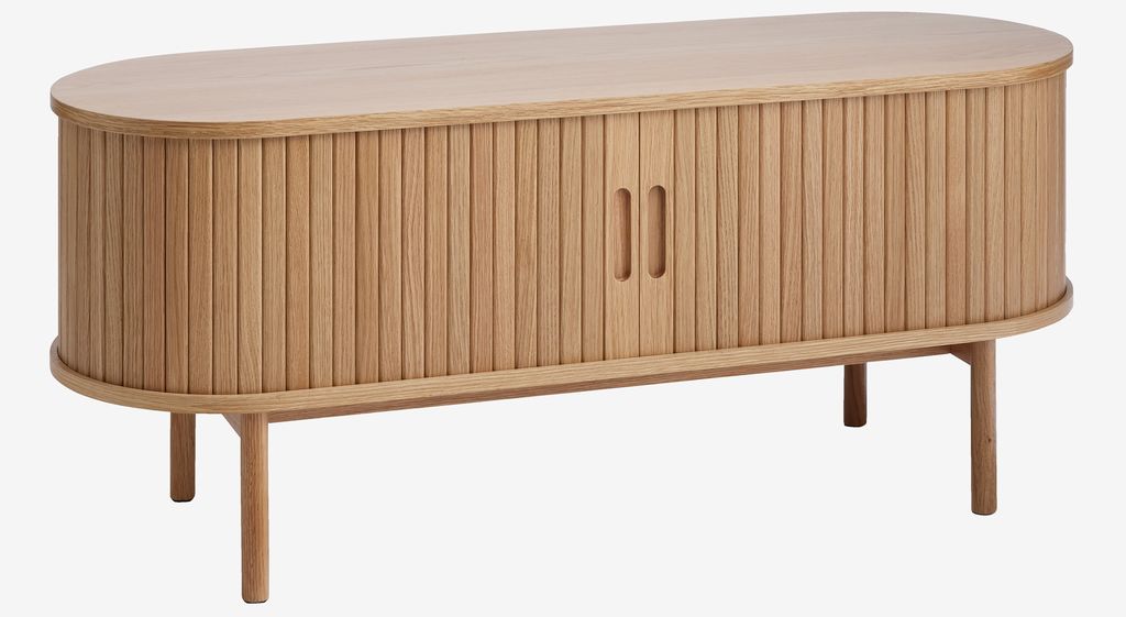 TV bench LYNGVIG 120cm 2 tambour doors natural oak - JYSK