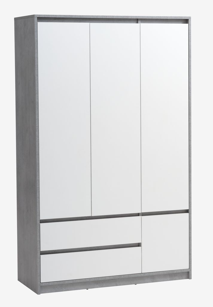 Wardrobe BILLUND 119x193 white/concrete - JYSK