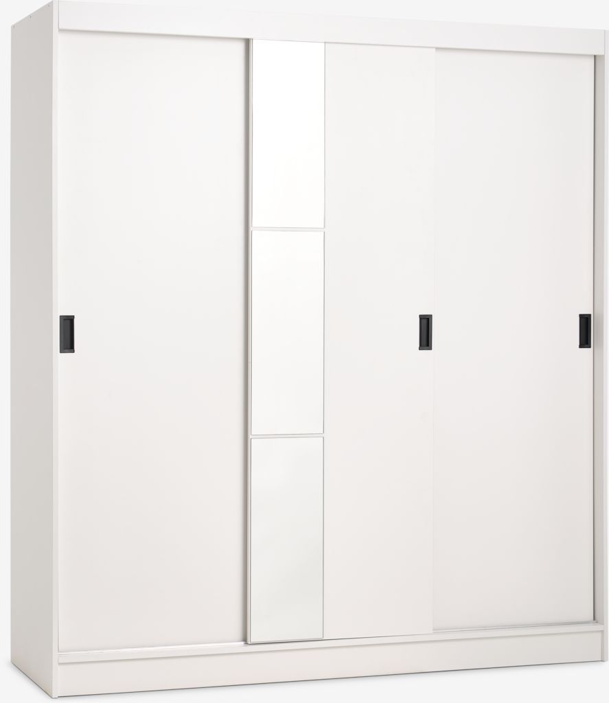 Wardrobe ODDER 179x201 3 sliding doors w/mirror white - JYSK