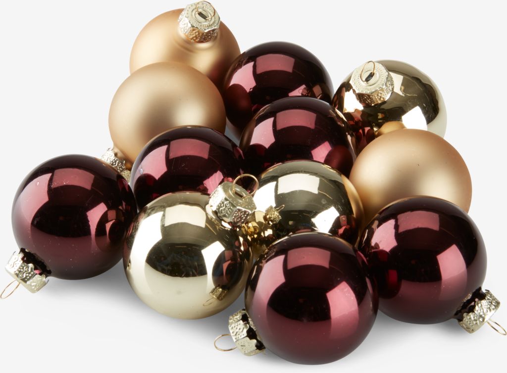 Christmas bauble FARBAUTE pack of 12 D4cm glass - JYSK