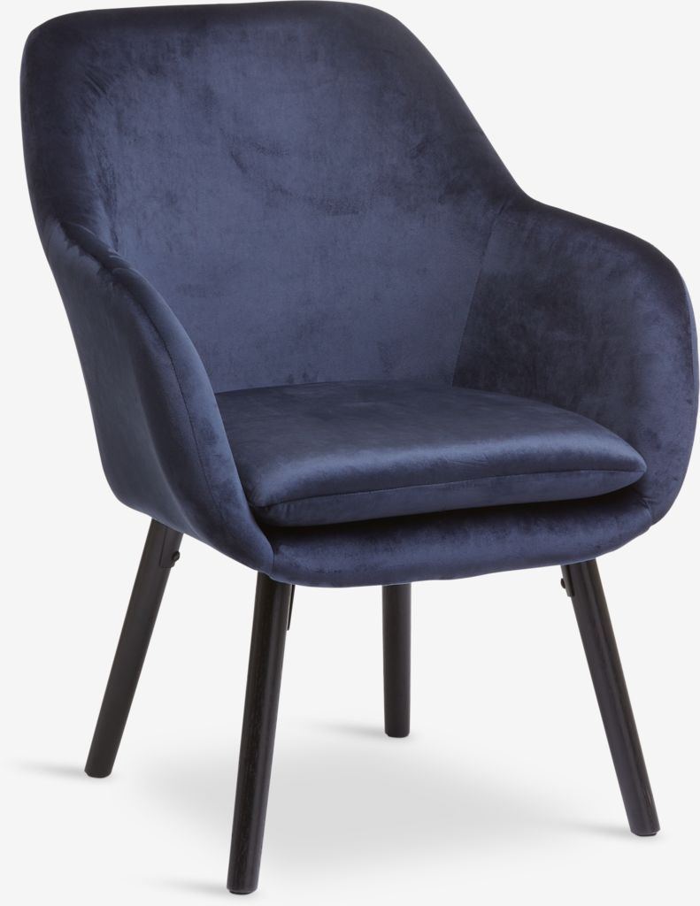 Armchair UDSBJERG blue velvet/black - JYSK