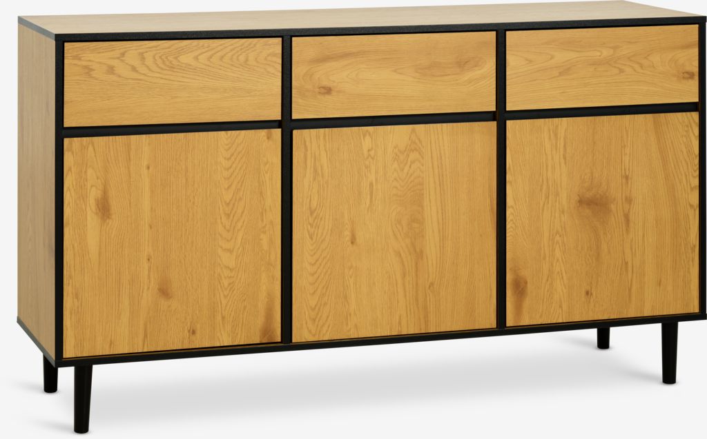 Sideboard ODENSE 3 doors + 3 drawers oak/black - JYSK