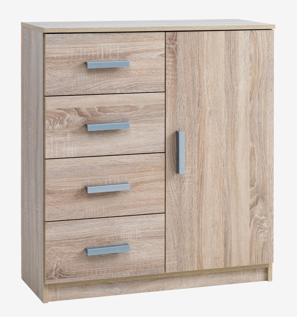 4 drawer 1 door chest TAPDRUP combi oak - JYSK