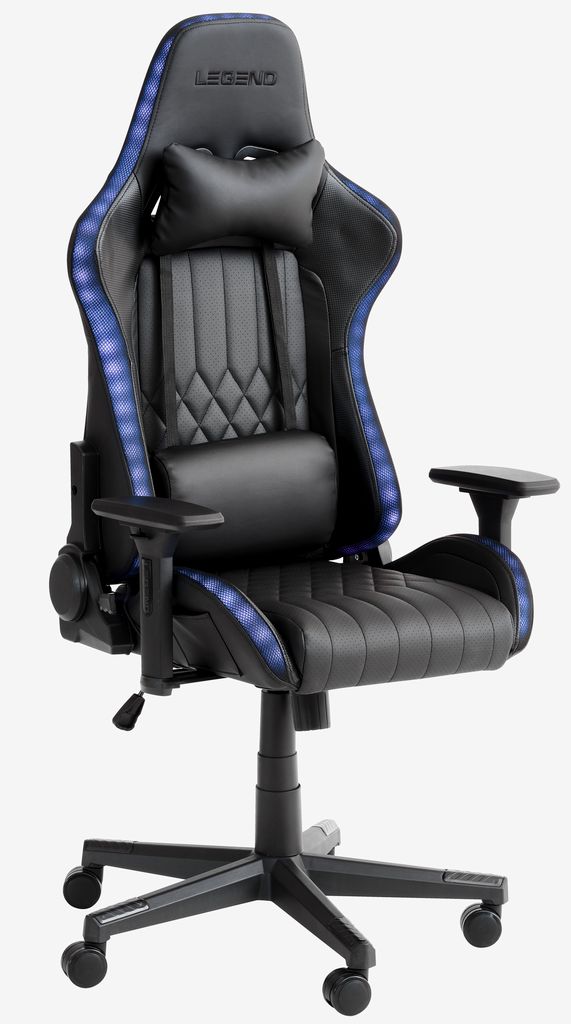 Gaming chair RANUM with LED black faux leather - JYSK