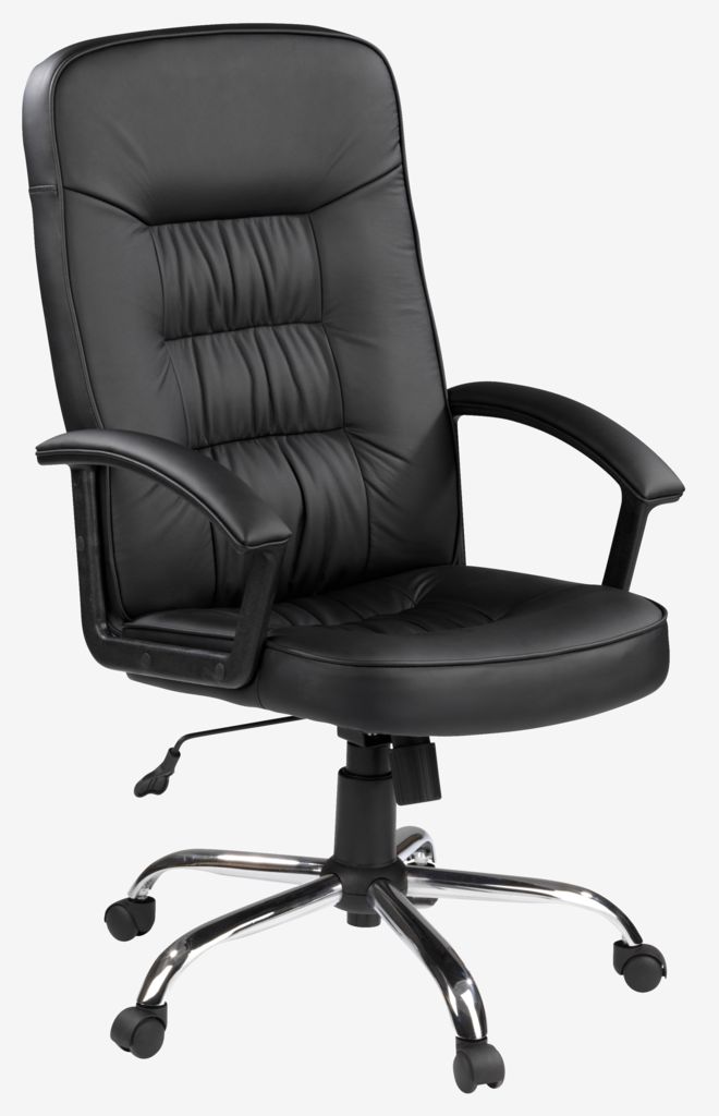 Office chair SKODSBORG black faux leather/chrome - JYSK