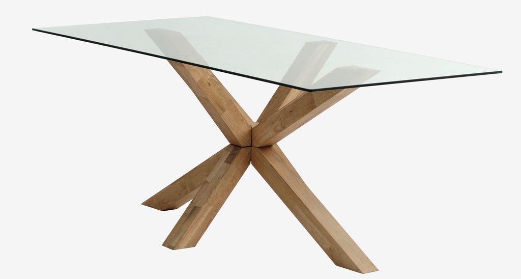 Dining table AGERBY 90x190 glass/oak - JYSK