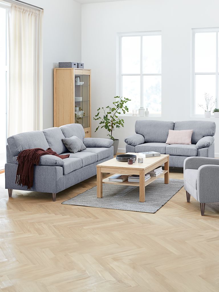 Sofa set GEDVED 2 pieces light grey fabric - JYSK