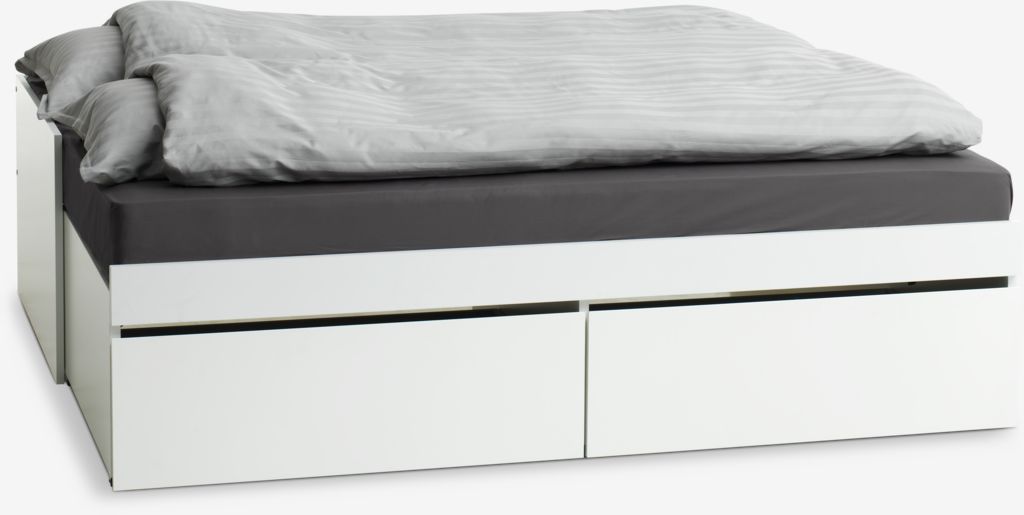 Bed w/storage TANGBJERG 90/180x200 white - JYSK