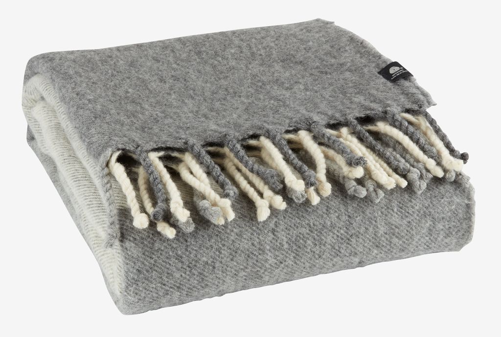 Wool throw LUNDKARSE 130x170 grey/beige - JYSK