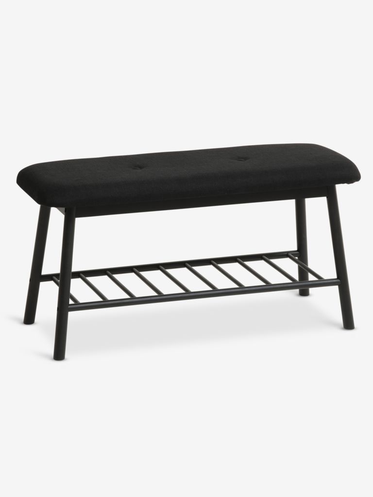 Bench VANDSTED with shelf black fabric/black - JYSK
