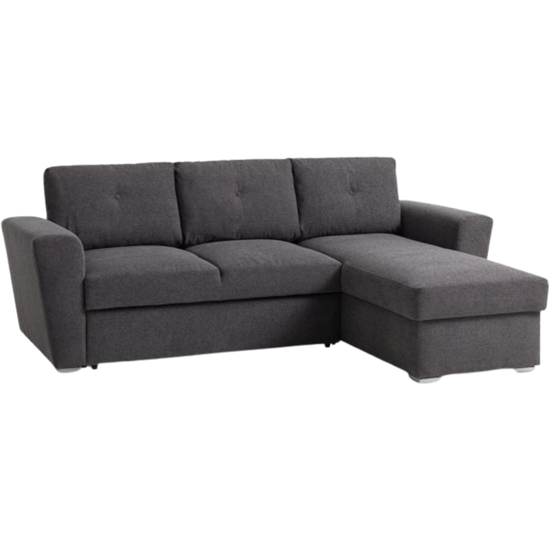 Sofa bed chaise longue VEJLBY dark grey fabric - JYSK