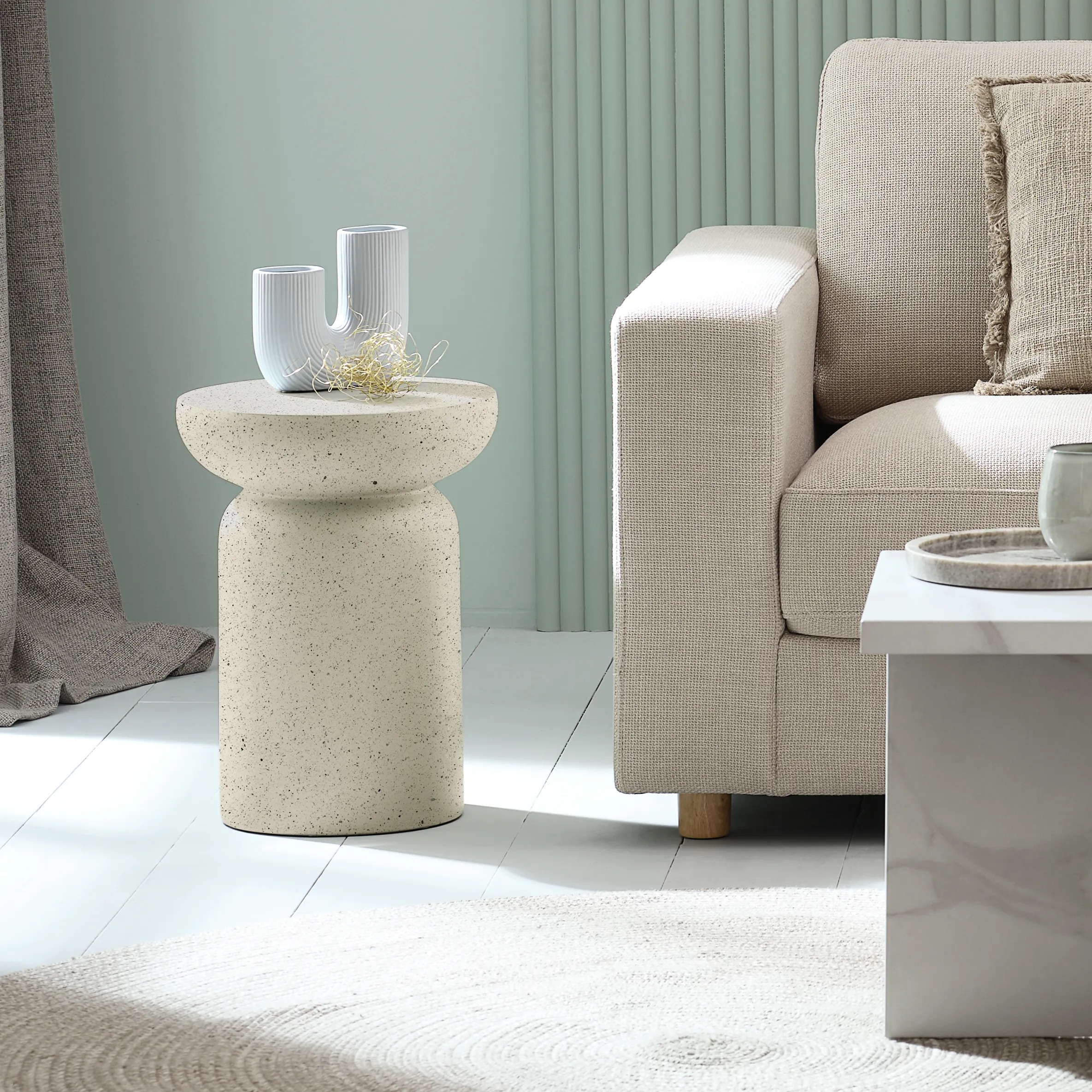 End table LYDUM D34 grey/beige fiberstone - JYSK